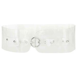 1367 Women Clear Waist Belts, Wide Transparent Round Buckle Pvc Waistband